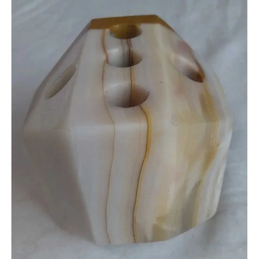 Agate Pen Pencil Holder Paper Weight Light Brown‎ Tan Office Gift 2.4
